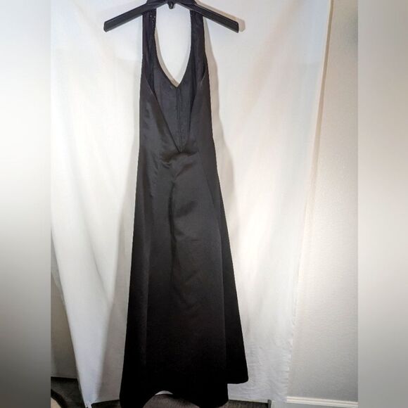 Dave & Johnny by Laura Ryner Prom Dress Black Halter Top Maxi Stone Beading - Picture 2 of 10